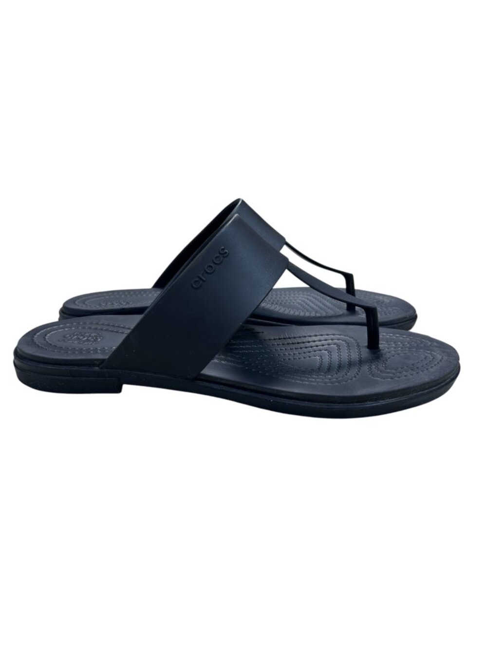 Crocs T Strap Thong Sandal Black 9 Women Beach Outdoors Casual Flip Flop
